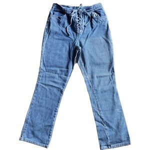 Vintage 90s Denim Lace Up Flare Leg Jeans